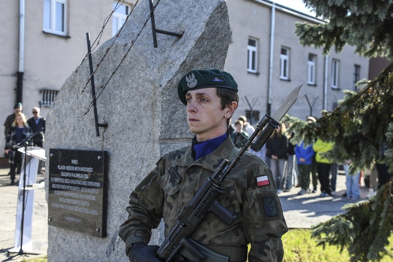Uroczystość przy pomniku. Warta honorowa. Fot. Łukasz Urbaniak / 10WBŁ