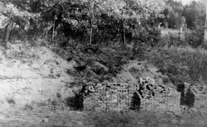 Ściana śmierci na terenie byłego KL Gross-Rosen w 1947 roku. Fot. Archiwum Instytutu Pamięci Narodowej