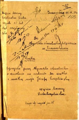 Prośba Ruty Czplińskiej o zgodę na widzenie z matką, Inowrocław, 11 IX 1954 r.