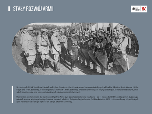Grafika przedstawia przegląd oddziałów Armii Polskiej we Francji oraz tekst, poświęcony kwestii organizacyjnego i liczebnego rozwoju tej armii.