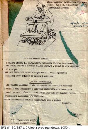 Ulotka propagandowa 1950 r.