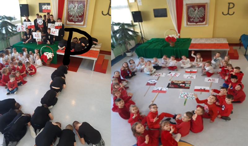 Znak Polski Walczącej w Szkole Podstawowej nr 3 w Wałbrzychu