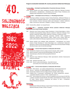 Program obchodów 40. rocznicy powstania Solidarności Walczącej