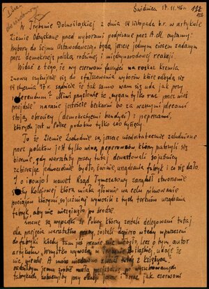 List protestacyjny w związku z wyborami do Sejmu Ustawodawczego, 17 XI 1946