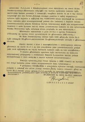 Raport o przebiegu pracy agenturalnej i przebiegu dnia wyborów na obwodzie nr VIII Henryków, 21 I 1947