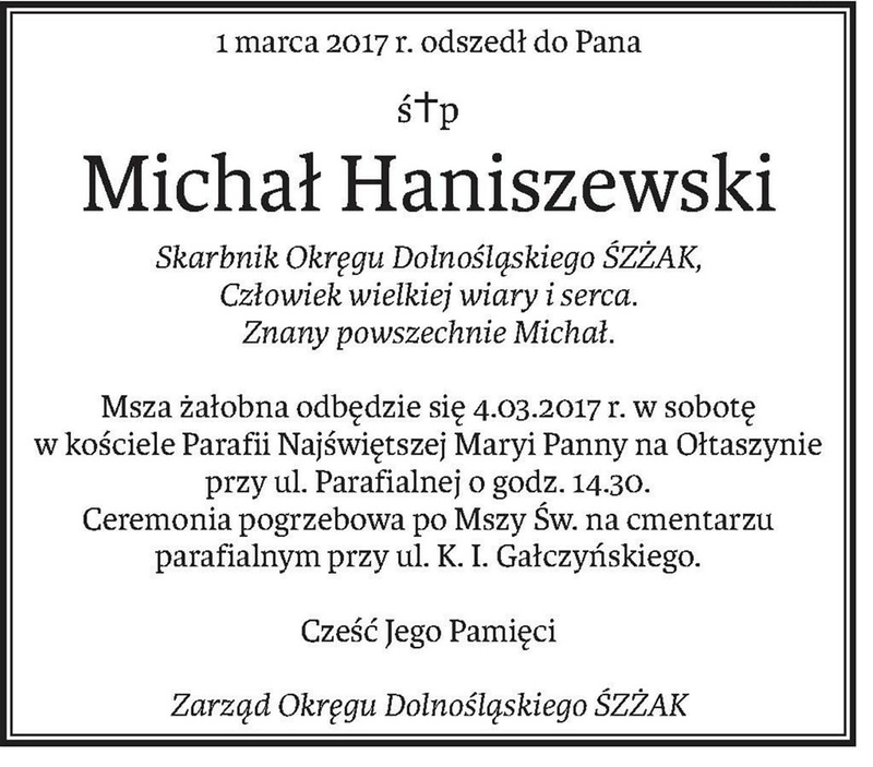 Pogrzeb Michała Haniszewskiego – Wrocław, 4 marca 2017