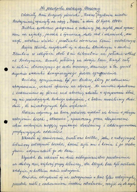 Powstanie warszawskie we wspomnieniach świadka wydarzeń ppor. Leonarda Stacewicza ps. „Sęk”, byłego dowódcy placówki Armii Krajowej kryptonim „Raźno” - Radzymin.