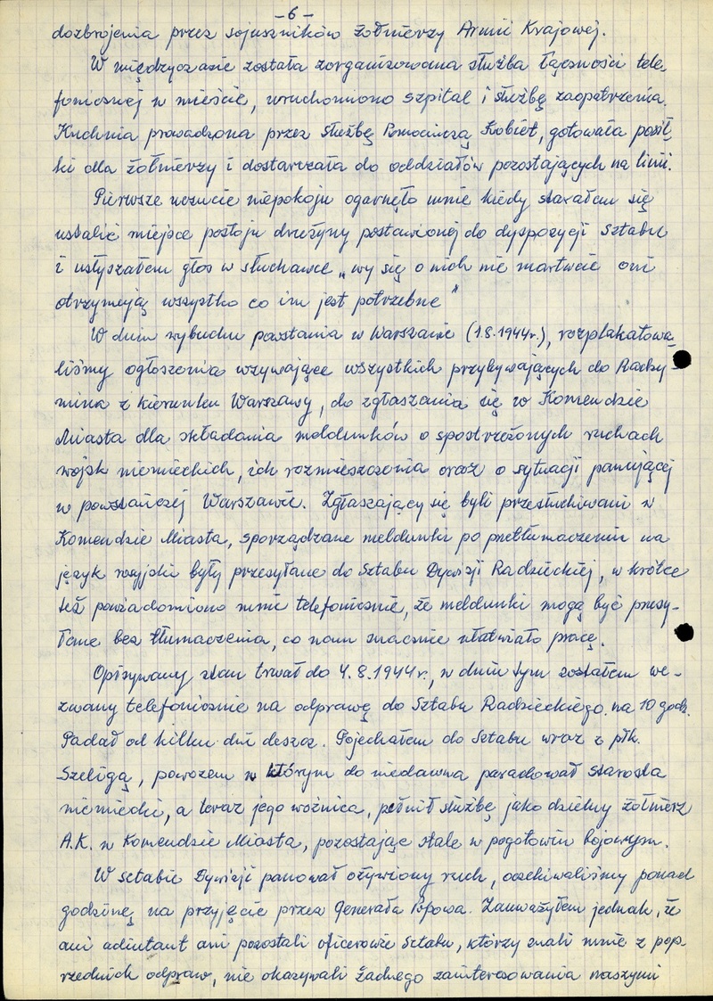 Powstanie warszawskie we wspomnieniach świadka wydarzeń ppor. Leonarda Stacewicza ps. „Sęk”, byłego dowódcy placówki Armii Krajowej kryptonim „Raźno” - Radzymin.