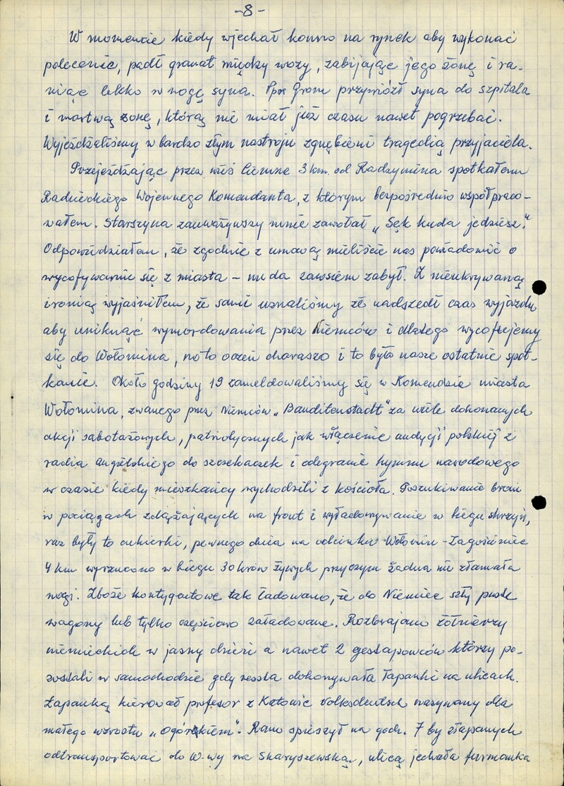 Powstanie warszawskie we wspomnieniach świadka wydarzeń ppor. Leonarda Stacewicza ps. „Sęk”, byłego dowódcy placówki Armii Krajowej kryptonim „Raźno” - Radzymin.