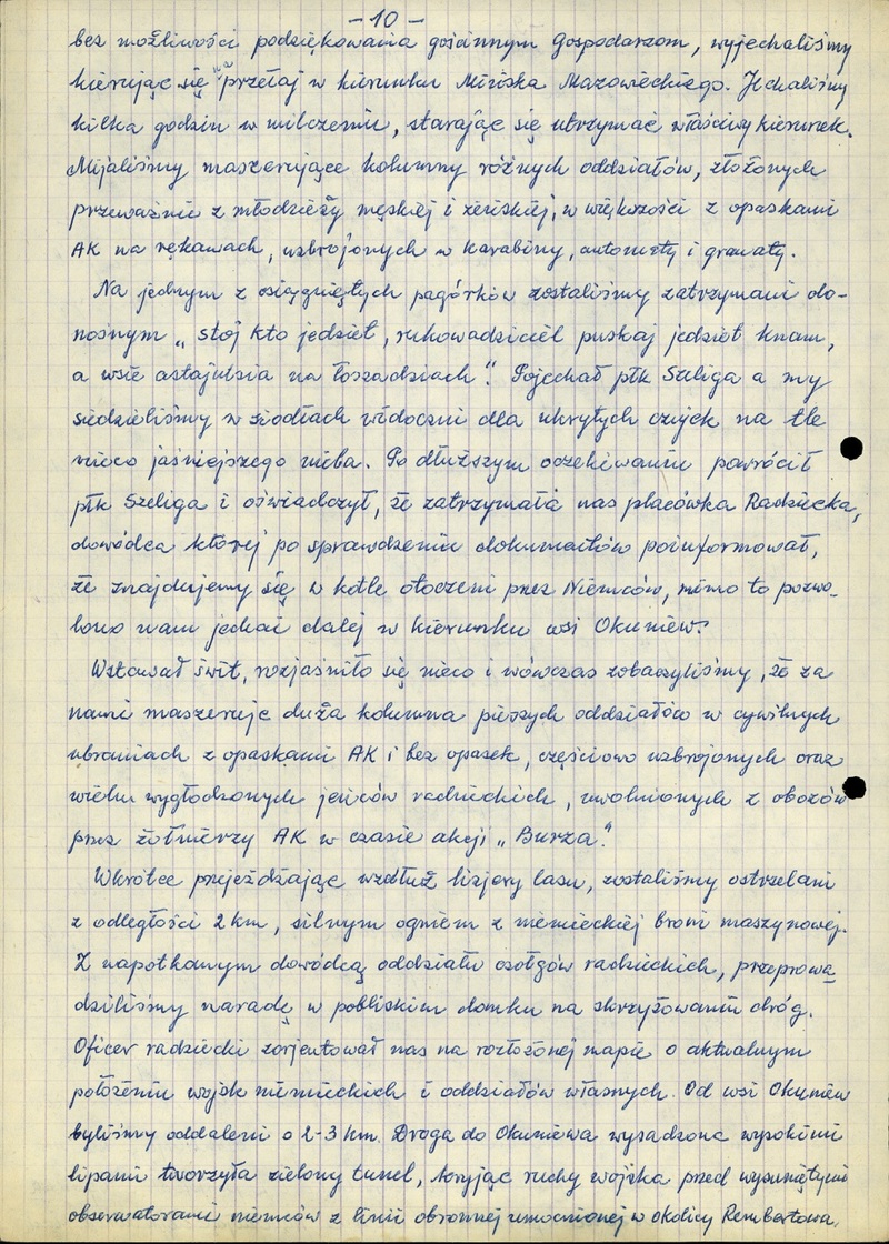 Powstanie warszawskie we wspomnieniach świadka wydarzeń ppor. Leonarda Stacewicza ps. „Sęk”, byłego dowódcy placówki Armii Krajowej kryptonim „Raźno” - Radzymin.