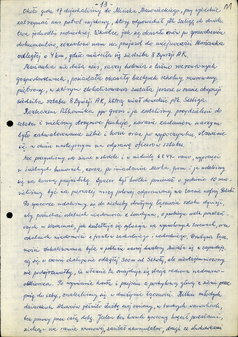 Powstanie warszawskie we wspomnieniach świadka wydarzeń ppor. Leonarda Stacewicza ps. „Sęk”, byłego dowódcy placówki Armii Krajowej kryptonim „Raźno” - Radzymin.